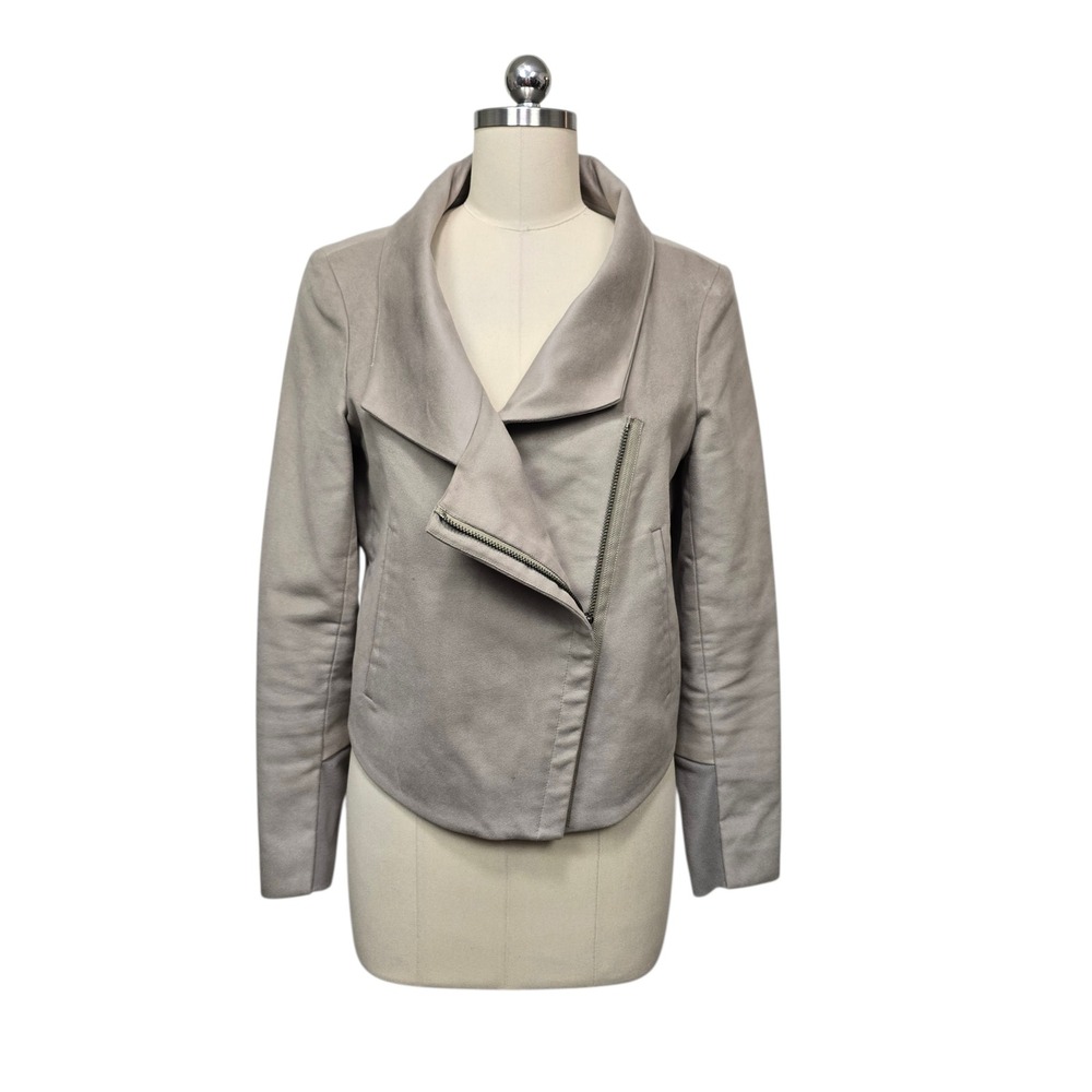 Helmut Lang Women's Taupe Grey Chintz Moleskin Asymmetric Zip Jacket Size Medium